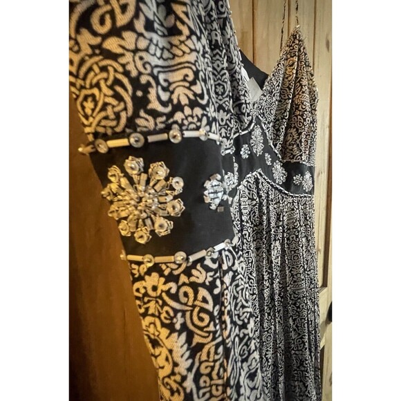 Jessica Howard‎ Spaghetti Strap Zip Black & White Beaded Size 12 Built In Slip - Picture 5 of 11